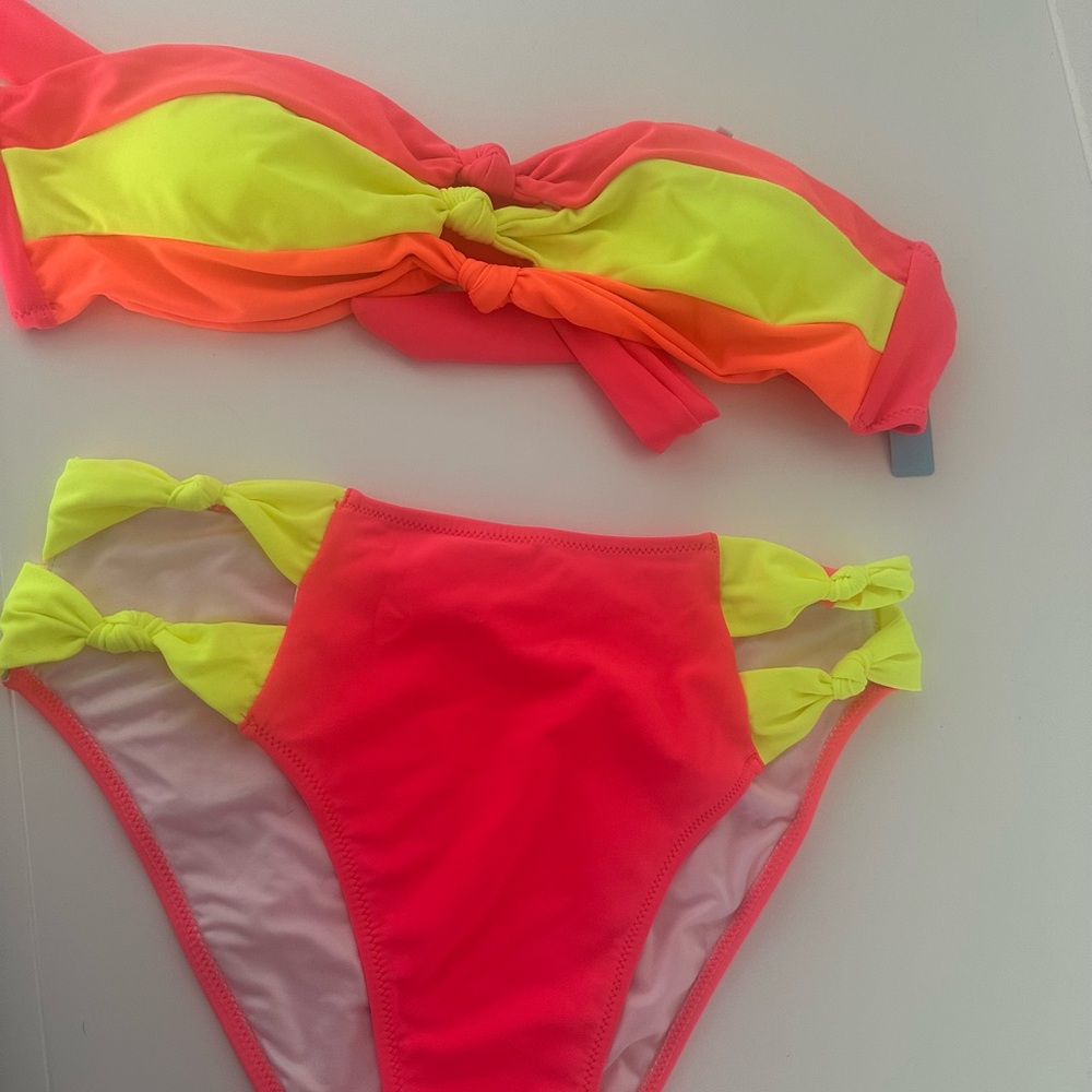 Popvil Neon Pink and Yellow Swim Set NWT